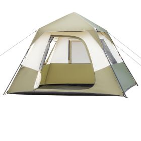6-person Army Green Beige Camping Tent Polyester Cloth Automatic Iron Rod (Option: Army Green White) 6-person Army Green Beige Camping Tent Polyester Cloth Automatic Iron Rod (Option: Army Green White)